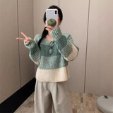 Style Gentle Wind Gradually Changing Striped Coarse Needle Pullover Women's 2024 New Autumn And Winter Loose Sweater