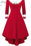 Christmas Costume Party Dress Women Long Sleeve Deep V-neck Vintage Elegant Winter Dress New Year Holiday