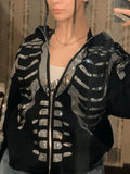 Skull Rhinestone Zipper Hoodie- Outfit