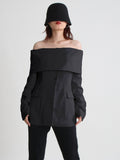 Zingj Collar Off-The-Shoulder Small Suit 2024 Spring And Autumn New Fashion Design Sense Long Sleeve Texture Coat