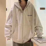 Vintage Oversized Women Hoodies Harajuku Aesthetic Zip Up Hooded Sweatshirt Top Long Sleeve E Girl Clothes Casual