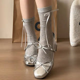 Fairy Style Temperament Round Head Bow With Mary Jane Shoes Spring And Summer New Shallow Thick Heel Single Shoe