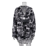 Zingj Women's 2024 New Vintage Shirt Sling Shorts Set Chinese Style Ink Printing Fashion Three-Piece Set-Outfit