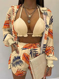 Sleeve Shirt &amp; Pocket Design Shorts Sets With Frill Hem Crop Top Set Women's Shorts and Top Sexy Outfits for Woman