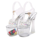 Zingj 34-43 Glass Drill Female Summer Waterproof Platform Anti-Skid Thick Bottom Sexy Versatile Super High With