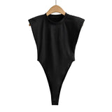 Zingj Angle Shoulder Pad Jumpsuit Summer New T-Shirt Solid Color Open Gear Tight Jumpsuit Female Ins Tide-Outfit
