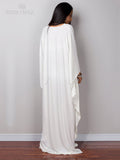 Solid V-neck Batwing Sleeve Plus Size Loose Maxi Dress For Women Summer Beach Wear Kaftan Long Bathing Dresses