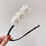 Women Elegant Bud Chiffon Flowers Bun Maruko Hairstyles Making Long Tools Sweet Headband Hairbands Fashion Hair