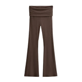 Zingj Trendy Women's Wear In Spring, The New Double-Layer Waist-Turning Sports Leisure Pants, Spicy Girls' Stretch Slimming Micro-Horn