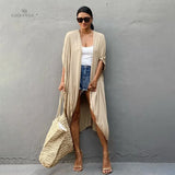 Solid Casual Retro Long Kimono Dress White Tunic Plus Size Women Clothing Becah Dress Vintage Sashes Maxi Dress