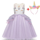 Unicorn Dress Princess Christmas Costume Birthday Party Dress Rainbow New Year Costume Christmas Kids Dresses For