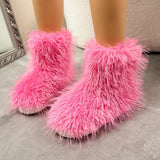 Hairy Boots Winter Warm Plus Velvet Boots Fashion Casual Snow Boots