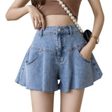 Hem Wide Leg Denim Shorts for Women Casual Summer Frayed Short Jeans High Waist Distressed Jean Hot