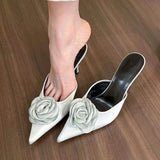 Zi Yan 2025 Spring / Summer New High Heel Pointed Head Cool Sandals Sandals Women's Shoes Rose Lady Outside Wear Fashionable