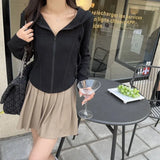 Zingj New Plus Size Women's Coat Female Autumn Sweet Hot Girl Show Thin Hoodie Long Sleeve Jacket Female Pure Desire Wind Ins Tide-Outfit