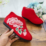 Zingj Cotton Shoes Women's Cotton Shoes With Velvet And Thick Canvas Embroidered Flat Soft Sole Cloth