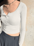 Button Up Long Sleeve Crop Top- Outfit