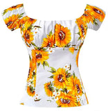 Women Vintage Blouse Tops Slash Neck Puff Sleeve 50s 60s Retro Cotton Slim Fit Streetwear Rock Punk Party