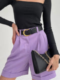 Women High Waist Pocket Zipper Cotton Casual Women's Summer Shorts Loose Fashion Suits with Shorts Solid Women's