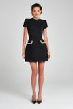 Tweed Solid Beaded Seam Mini Dress- Outfit