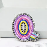 Jewelry 26 English DIY Name Letters Alphabet Rainbow Embroidery with Pin Ouch Beeding Womens Brooches Patches