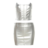 2024 Summer New Women's Pure-Colored Breast-Covered Umbilled Vest Bagted Hip Skirt