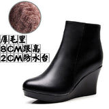 High Heemon Women's Boots Middle-Age Women's Shoes 33 Yards Round Head Waterproof Table Thick-Bottomed Single Boots Plus Velvet Slope And Short Boots