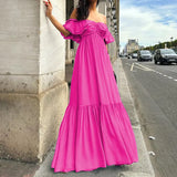 Spot 2025 Summer New Female Temperament Solid Color One-Word Shoulder Wipe Chest In The Long