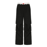 Low-Rise Color Lace Lace Waist Loose Casual Pants Fashion Woven