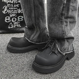 Zingj Wind Small Leather Shoes Thick Sole Increased Spring And Autumn New Lace-Up Happy Shoes Versatile Casual Leather Shoes