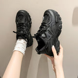 Dad Shoes Women 2025 Summer New Ins Thick Bottom Breathable Small Black Shoes Students Running Sports