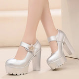 High-Heeled High-Heeled Waterproof Table Thick-Soled Model Walking Shoes Magic Beaded Women's Shoes With Cheongsam