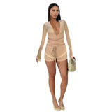 2025 New Women's Fashion Trend Sexy Deep V-Neck Stripe Bump Color High-Rise Collared