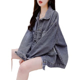 Zingj 2024 New Versatile Korean Version Loose Foreign Style Lazy Wind Design Sense Denim Coat Female-Outfit