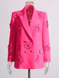 2025 New Fashion Temperament Commuter Suit Collar Jacket Pants Three-Dimensional Flower Suit