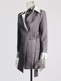 Australian Show Splicing Color Design Suit Suit 2025 New Personality High-End Feeling Buckle Waist Suit Jacket
