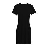Zingj Trendy Women's Dress With Round Neck And Short Sleeves Is A New Slim And Pure Color Waist-Hip Skirt In