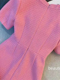 Vintage Small Fragrance Tweed Dresses For Women Korean Fashion Casual Party Mini Sundress Sweet Summer Dress