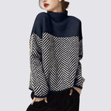 Design Sense Niche Knitted Jersey High-Neck Loose Streak Languid Wind Thick Sweater
