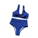 2024 New Solid Color Sexy Special Fabric High-Waist Split Swimsuit Swimsuit