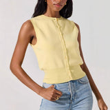 New Knitted Top Women's Sexy Sleeveless Outer Button Vest