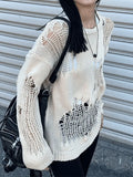 Distressed Crochet Knit Sweater- Outfit