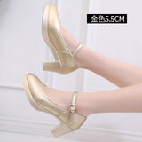 Leather Tip Tip 15CM Catwalk Ultra-High Heel Women's Thick-Sed Waterproof Table Single Shoe With Shallow Model Performance