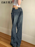 Waist Jeans Women Baggy Jeans 2022 New Fashion Straight Leg Pants Y2k Denim Trousers Vintage Loose Blue Washed Mom