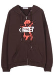 Vintage Printed Zip Up Hoodie- Outfit