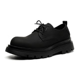 Zingj 2024 New Hot Style Casual Leather Shoes Spring And Autumn Black Low-Top Martin Boots Versatile Platform Shoes