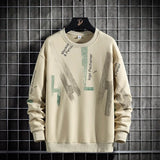 New Splicing Polyester Men's Round Neck Bottoming Shirt Korean Style Top Casual Long-Sleeved Shirt for