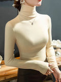 Zingj Skin High Collar German Velvet Bottom Shirt Women's New Autumn Add Velvet Add Thick Slim Inside With Pile Collar