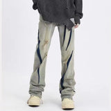 Fenggao Street Hole Patch Splicing Jeans Men's Autumn And Winter Yellow Mud To Make Old Hiphop Street
