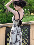 New Women Spaghetti Strap Midi Elegant Print Dress Sleeveless Party Beach Sexy Vestidos One Piece